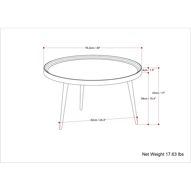 Clairmont Modern Industrial 30 inch Wide Metal Coffee Table in Cognac