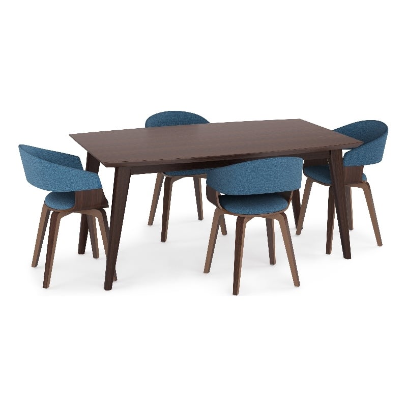 Lowell/Draper 5Pc Dining Set with 4Bentwood Dining Chairs in Blue &66