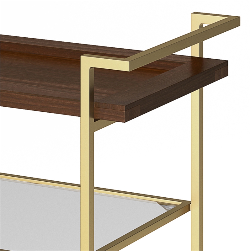 Jace Modern Industrial Wood and Metal Bar Cart in Cognac