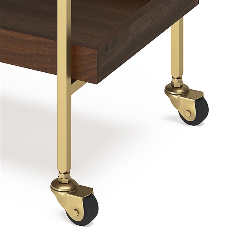 Jace Modern Industrial Wood and Metal Bar Cart in Cognac