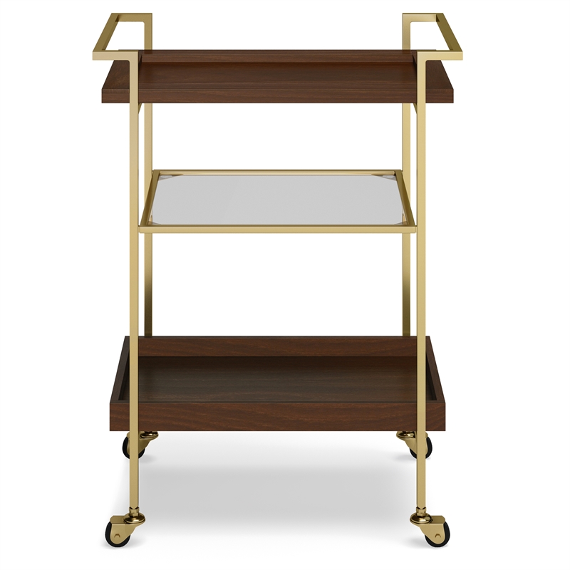 Jace Modern Industrial Wood and Metal Bar Cart in Cognac