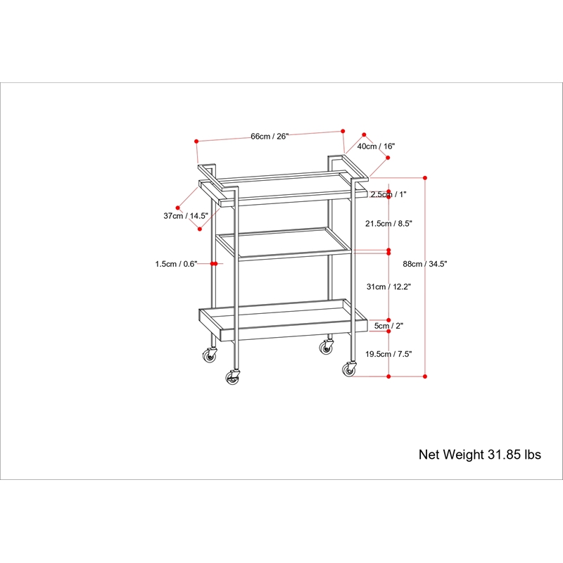 Jace Modern Industrial Wood and Metal Bar Cart in Cognac