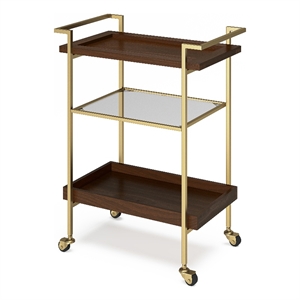 Jace Modern Industrial Wood and Metal Bar Cart in Cognac