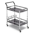 Watts Bar Cart Modern Metal and Tempered Glass in Chrome
