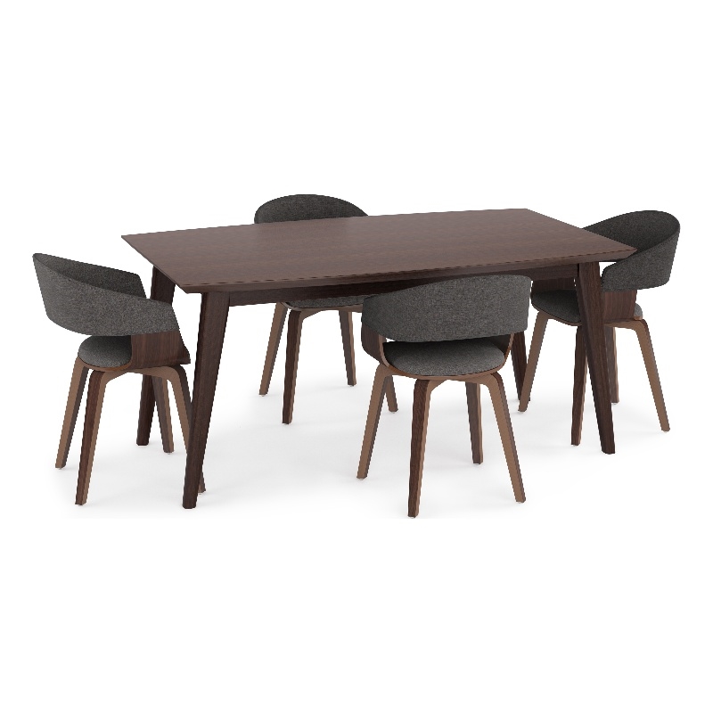 Lowell/Draper 5Pc Dining Set with 4Bentwood Dining Chairs in Gray &66