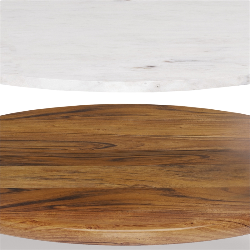 Wagner  30 inch Wide Metal Coffee Table in White/Natural