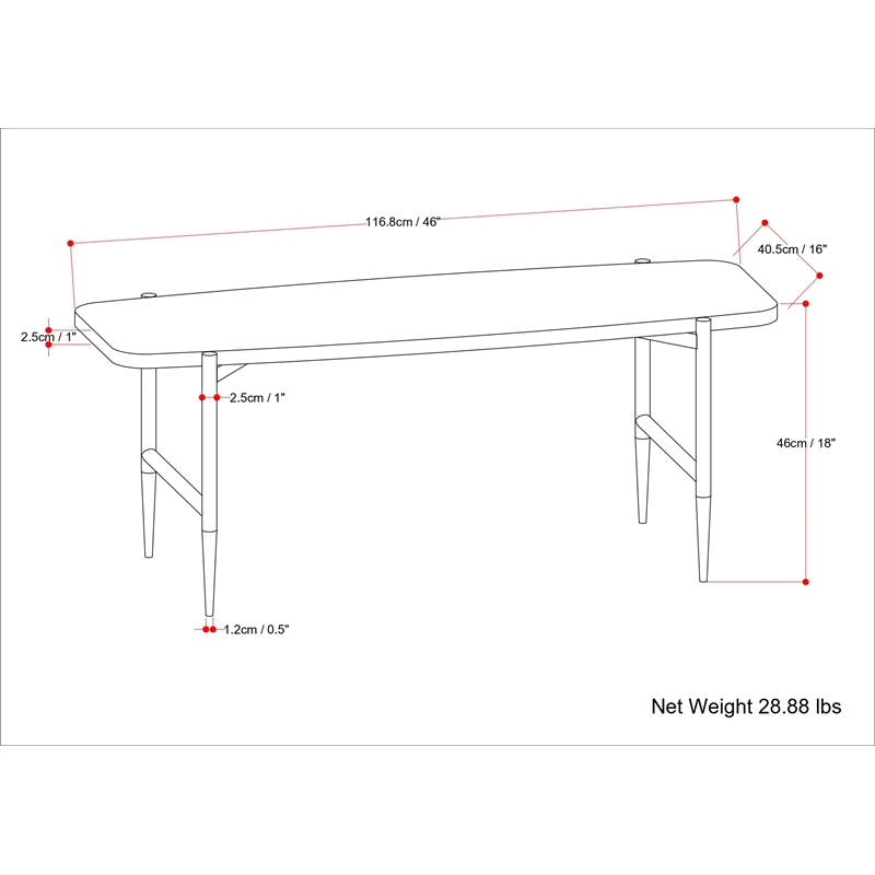 Wagner 46 inch Wide Acacia Hardwood and Metal Bench in Natural
