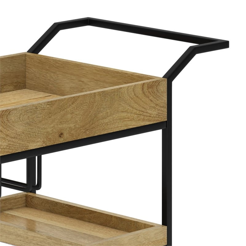 Barnes Wood and Metal Modern Industrial Bar Cart in Natural