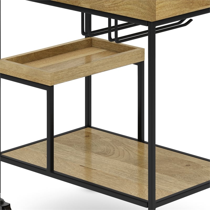 Barnes Wood and Metal Modern Industrial Bar Cart in Natural