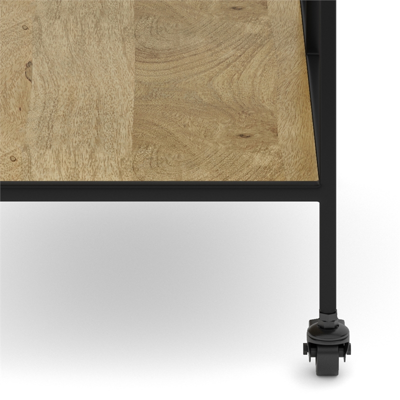 Barnes Wood and Metal Modern Industrial Bar Cart in Natural