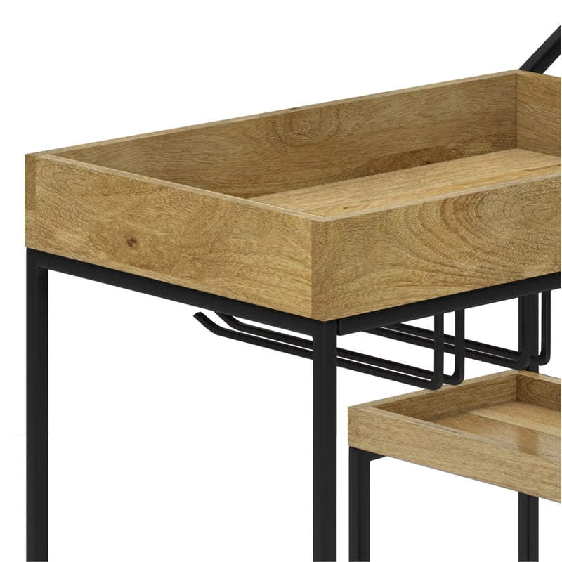 Barnes Wood and Metal Modern Industrial Bar Cart in Natural
