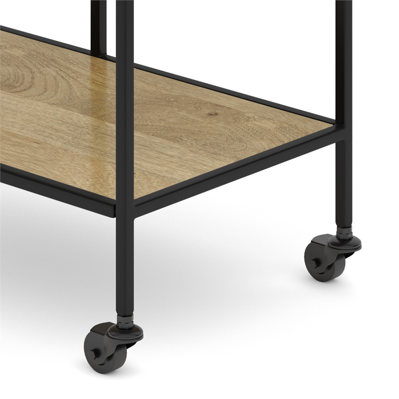 Barnes Wood and Metal Modern Industrial Bar Cart in Natural
