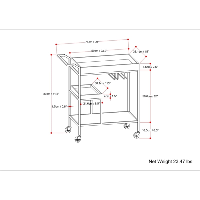 Barnes Wood and Metal Modern Industrial Bar Cart in Natural