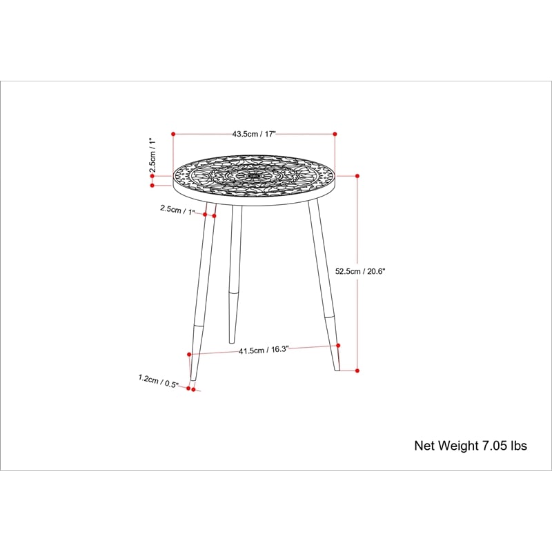 Sherbourne  17 inch Wide Metal Side Table in Gray