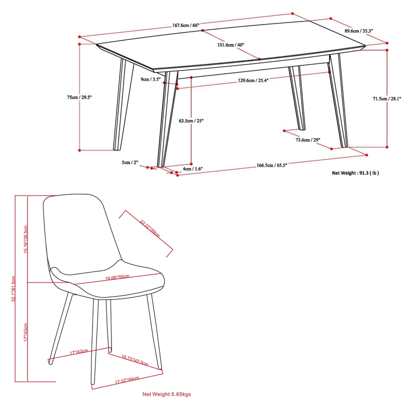 Rosemead/Draper7Pc DiningSet with 6Upholstered Dining Chairs in Gray&66