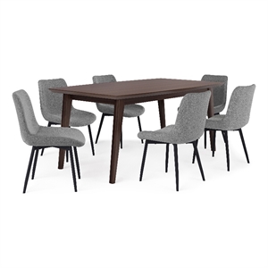 Rosemead/Draper7Pc DiningSet with 6Upholstered Dining Chairs in Gray&66&quotWD Table