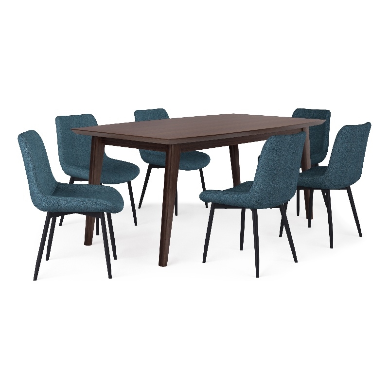 Rosemead/Draper7Pc DiningSet with 6Upholstered Dining Chairs in Blue&66