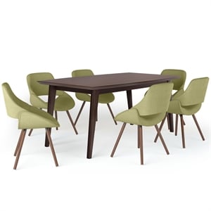 Malden/Draper7Pc DiningSet with 6Bentwood Dining Chairs in Acid Green &66&quot Table
