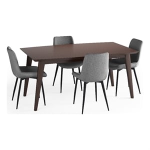 Rosemead / Draper 5 Piece Dining Set in Slate Gray and 66 inch Wide Table