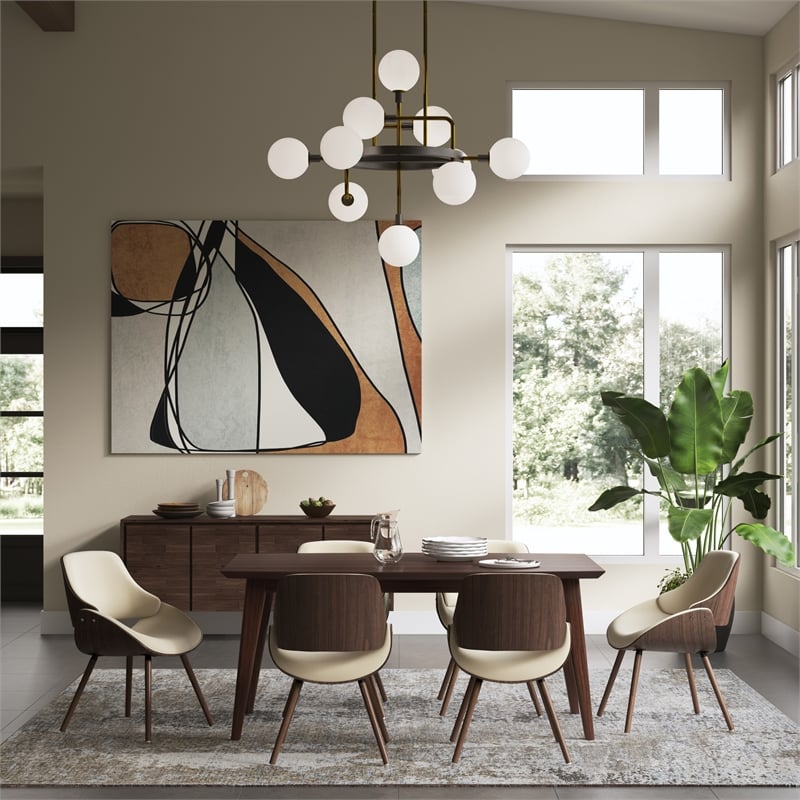 Malden/Draper7Pc DiningSet with 6Bentwood Dining Chairs in Natural & 66