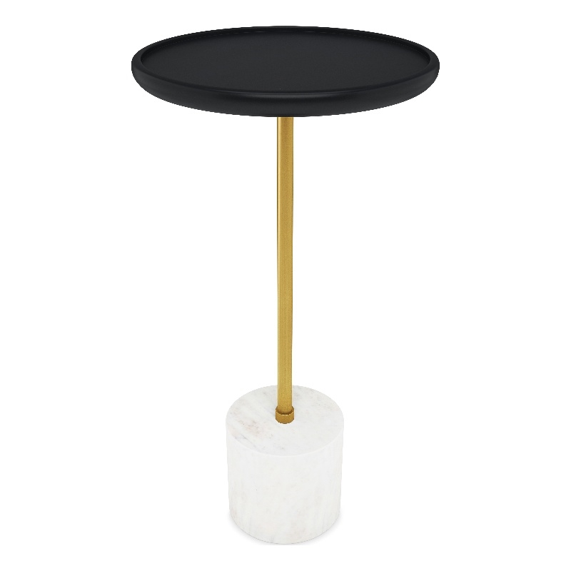 Turner 12 inch Wide Solid Mango/Genuine Marble/Iron Modern End Table
