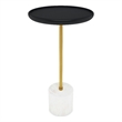 Turner 12 inch Wide Solid Mango/Genuine Marble/Iron Modern End Table