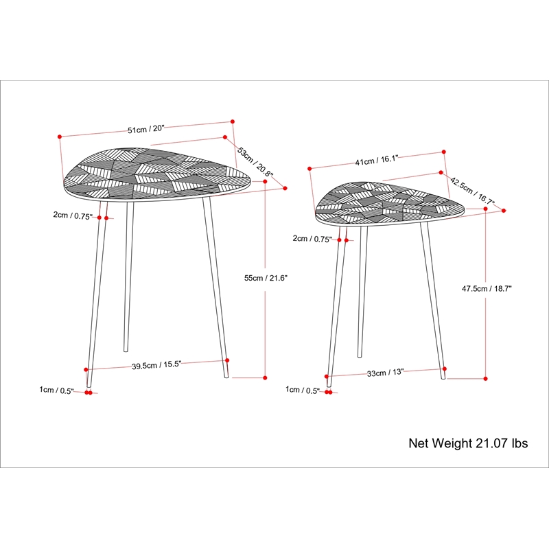 Shelton 2 Pc Metal Nesting Table in Nickel