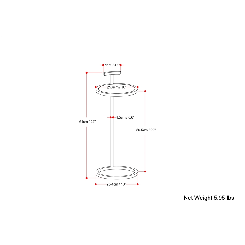 Brook  Contemporary 10 inch Wide Metal C Side Table in White/Gold