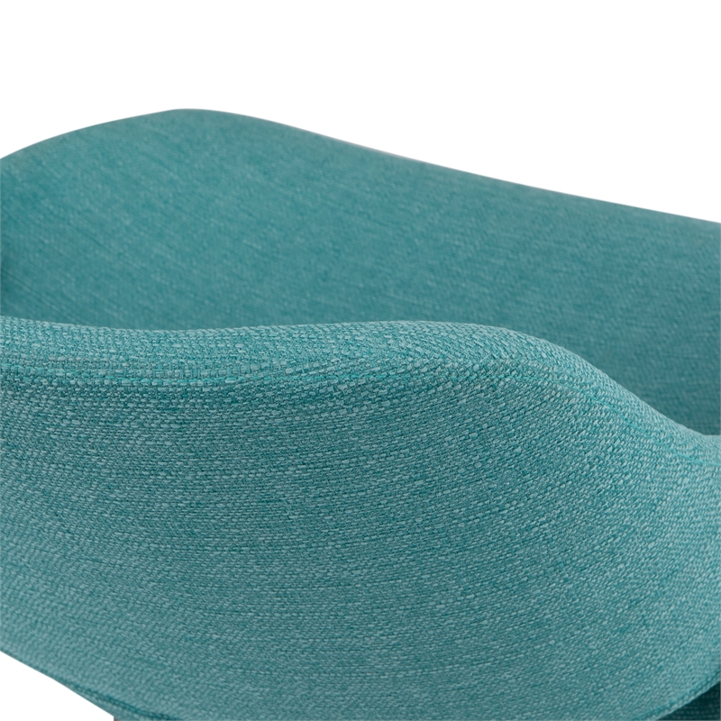 Simpli Home Malden/Draper 7-PC Dining Set in Turquoise Blue Fabric/Walnut Veneer