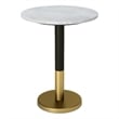 Evans 16 inch Wide Modern Side Table in White Genuine Marble and Black/Gold Iron