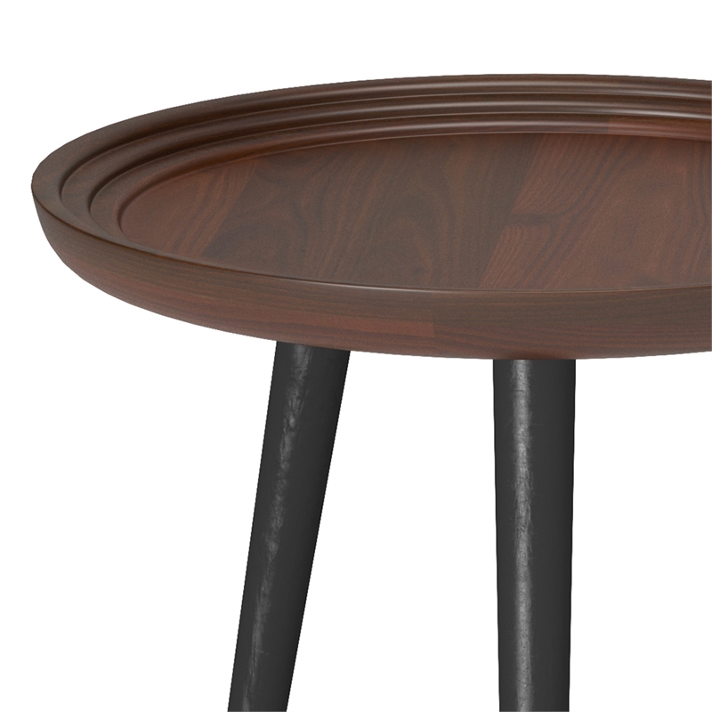 Clairmont Modern Industrial 18 inch Wide Metal Round Side Table in Cognac