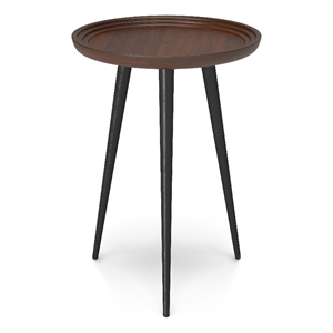 Clairmont Modern Industrial 18 inch Wide Metal Round Side Table in Cognac