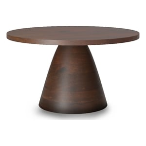 Winnie 30&quot Wide Solid Acacia Round Pedestal Coffee Table in Walnut & Assembled