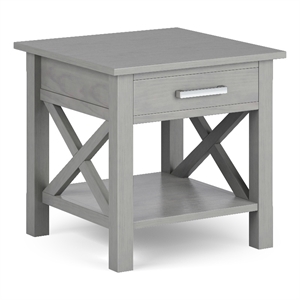 Kitchener SOLID WOOD 21&quot Wide Square Contemporary End Side Table in Fog Gray