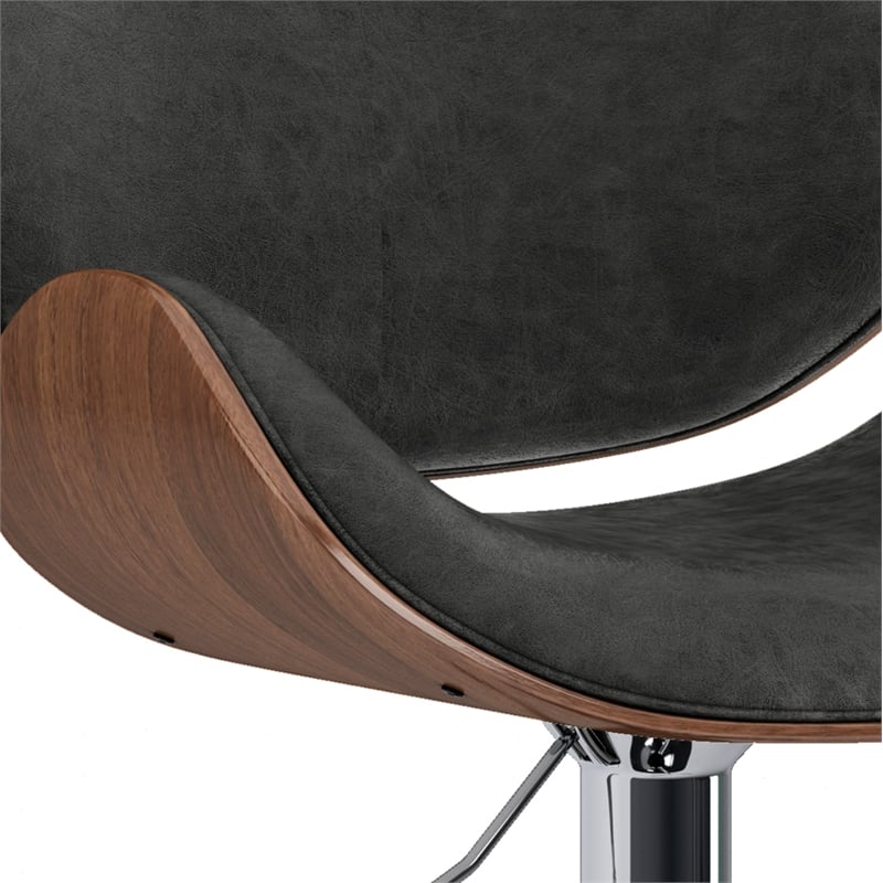 Marana Modern Bentwood Adjustable Height Lift Bar Stool in Gray Faux Leather
