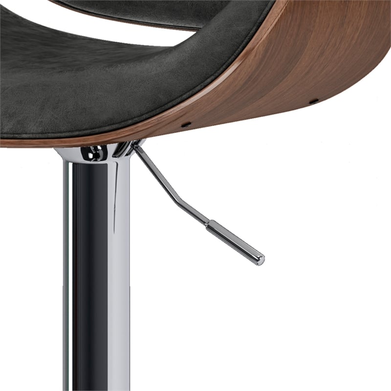 Marana Modern Bentwood Adjustable Height Lift Bar Stool in Gray Faux Leather