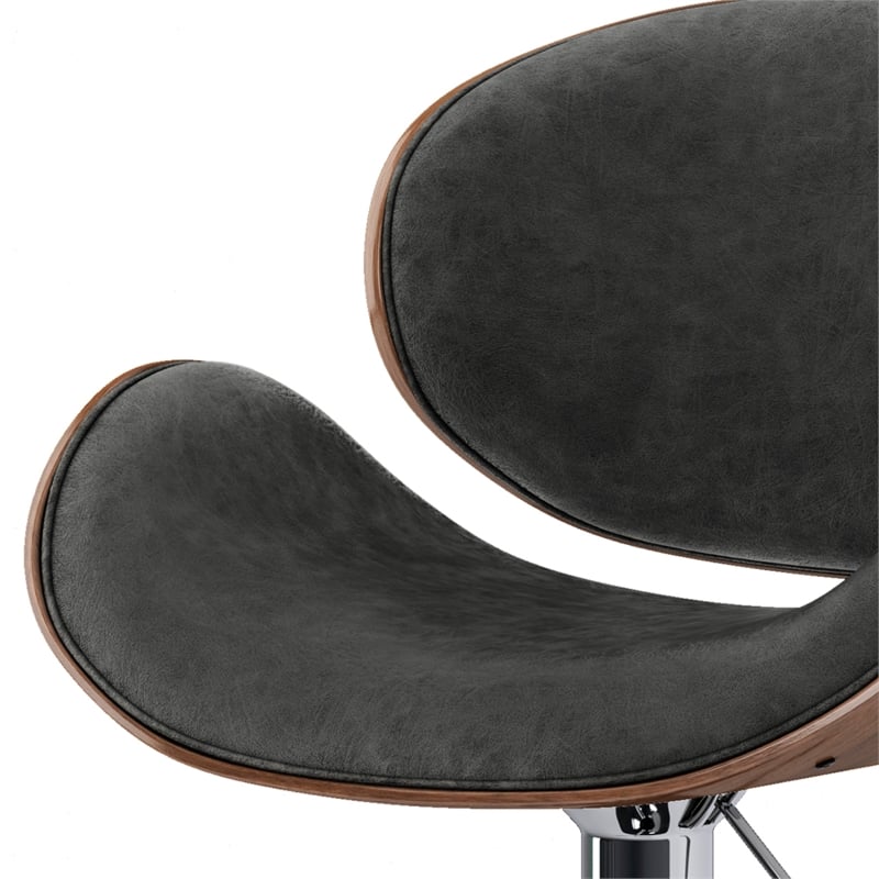 Marana Modern Bentwood Adjustable Height Lift Bar Stool in Gray Faux Leather