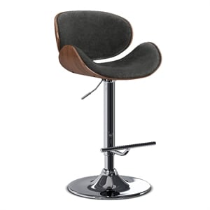 Marana Modern Bentwood Adjustable Height Lift Bar Stool in Gray Faux Leather
