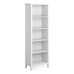 artisan solid wood 72 inch x 26 inch contemporary 5 shelf bookcase in white