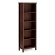 Artisan SOLID WOOD 72x26 inch Contemporary 5 Shelf Bookcase in Russet Brown