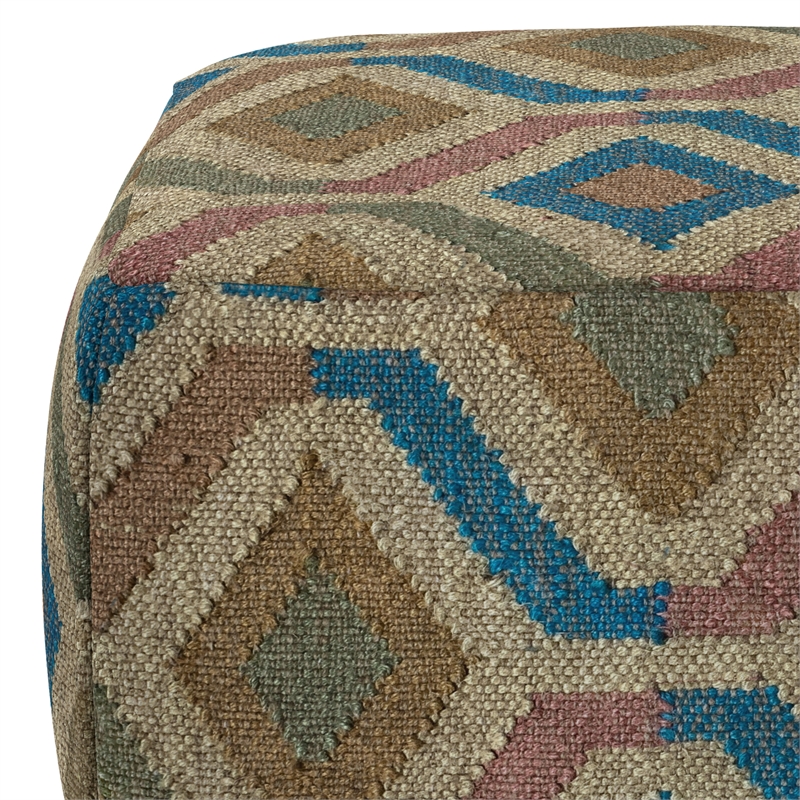 Johanna Boho Round Pouf in Multi-Color Jute