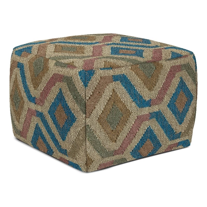 Johanna Boho Round Pouf in Multi-Color Jute