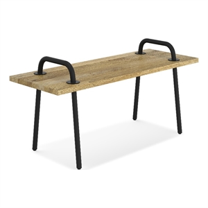berkeley solid mango wood 42 inch wide industrial entryway bench in natural
