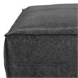 Brody Boho Square Pouf in Distressed Black Faux Leather