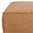 Brody Boho Square Pouf in Distressed Brown Vegan Faux Leather