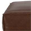 Brody Boho Square Pouf in Distressed Dark Brown Faux Leather