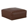 Brody Boho Square Pouf in Distressed Dark Brown Faux Leather