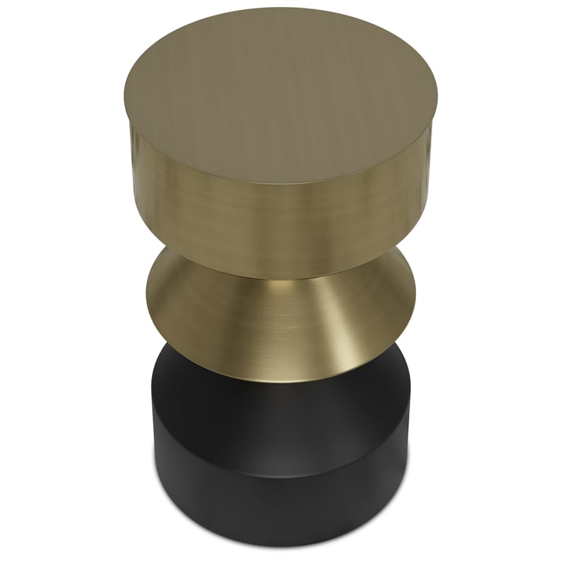 Miller  Modern 14 inch Wide Metal Side Table in Black&Brass