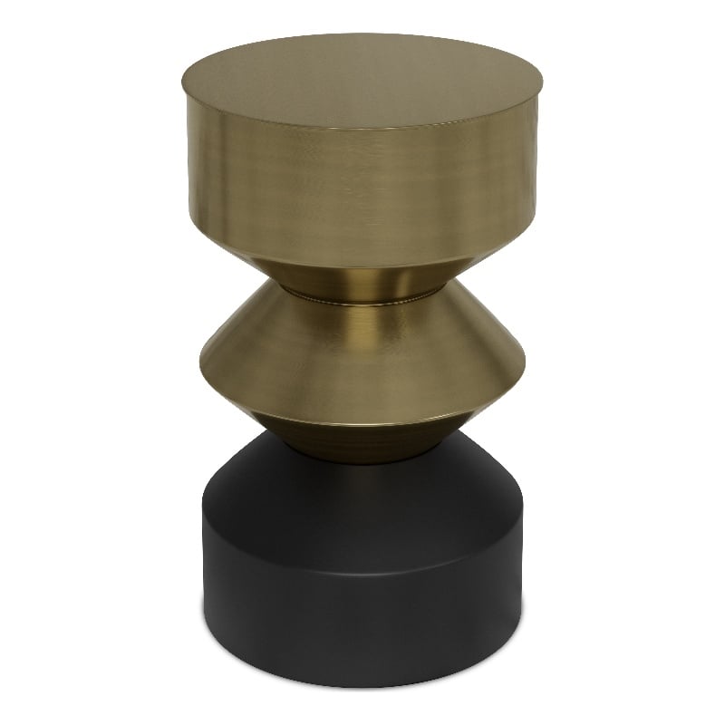Miller  Modern 14 inch Wide Metal Side Table in Black&Brass
