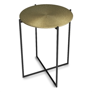 Oliver  Modern 17 inch Wide Metal Side Table in Gold&Brass